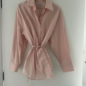 New COS Pale Pink Tie-Waist Button-Front Shirt ( no tags )